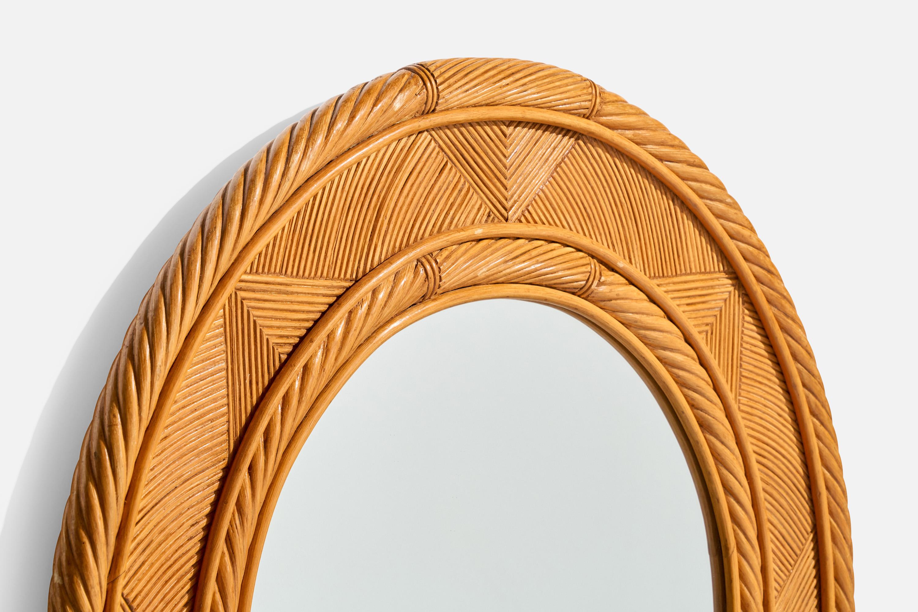 Late 20th Century American Designer, Wall Mirror, Bamboo, USA, 1970s For Sale