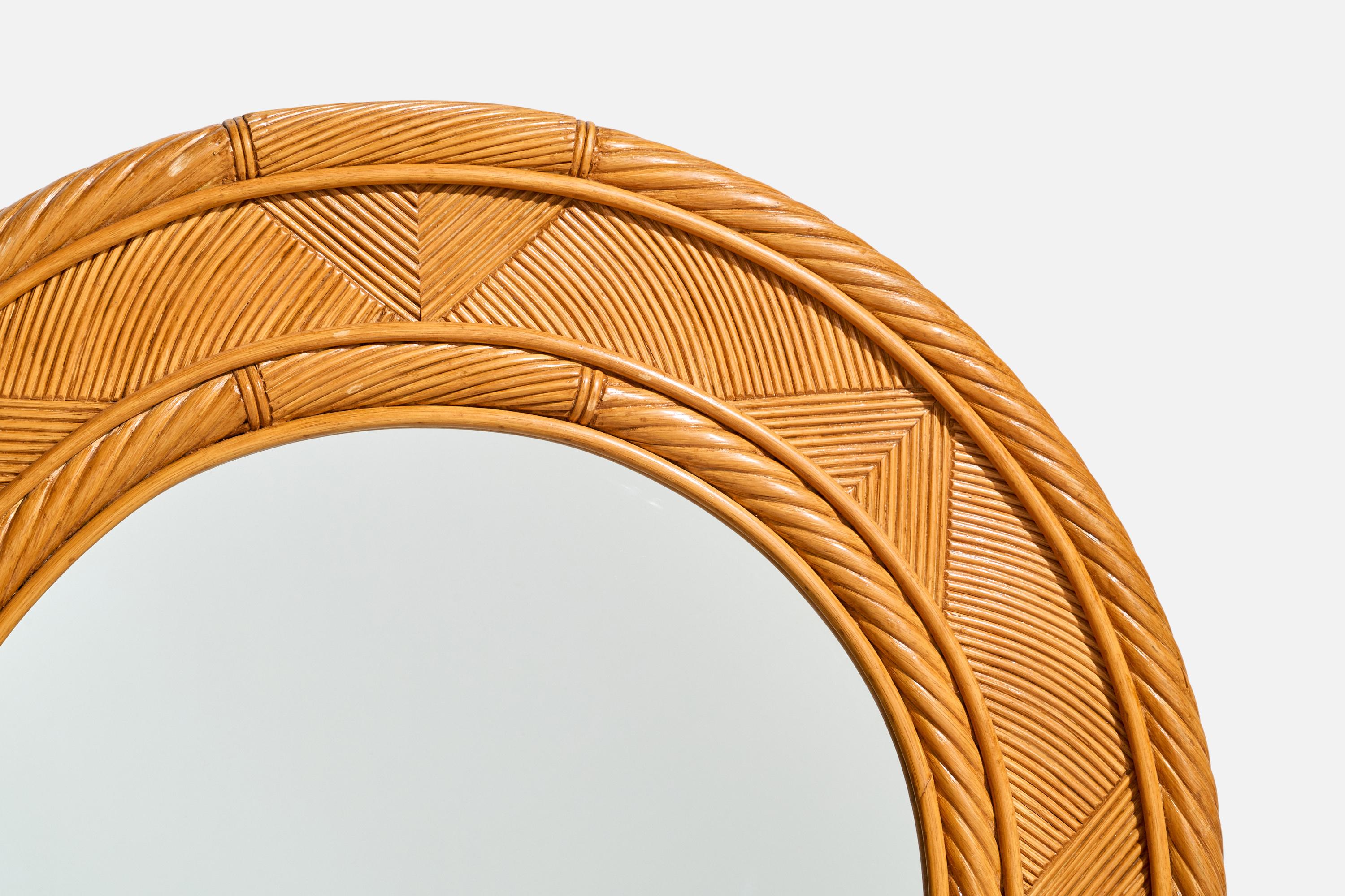 American Designer, Wall Mirror, Bamboo, USA, 1970s For Sale 1