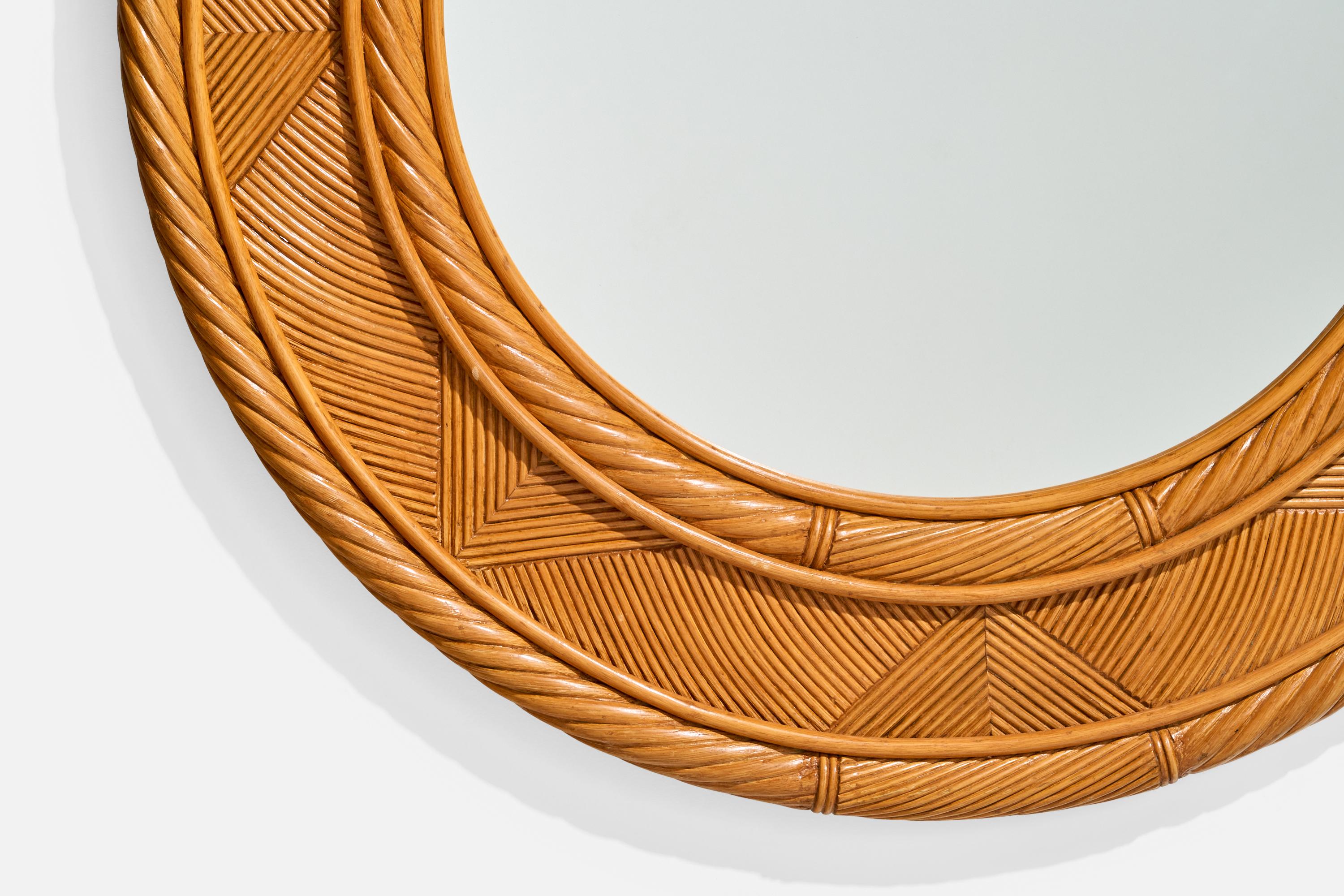 American Designer, Wall Mirror, Bamboo, USA, 1970s For Sale 2