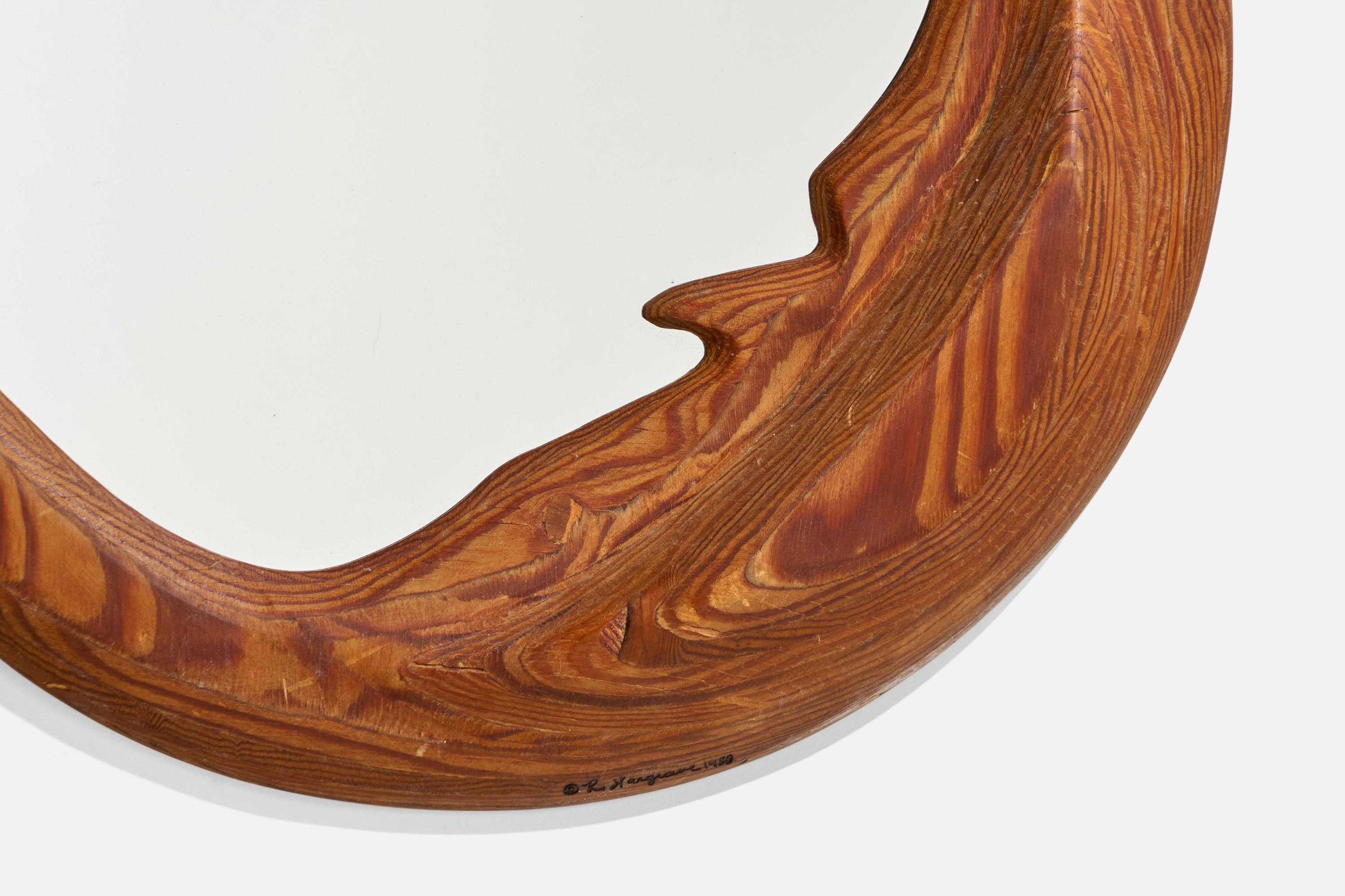 American Designer, Wall Mirror, Pine Wood, Mirror, United States, 1980 For Sale 1