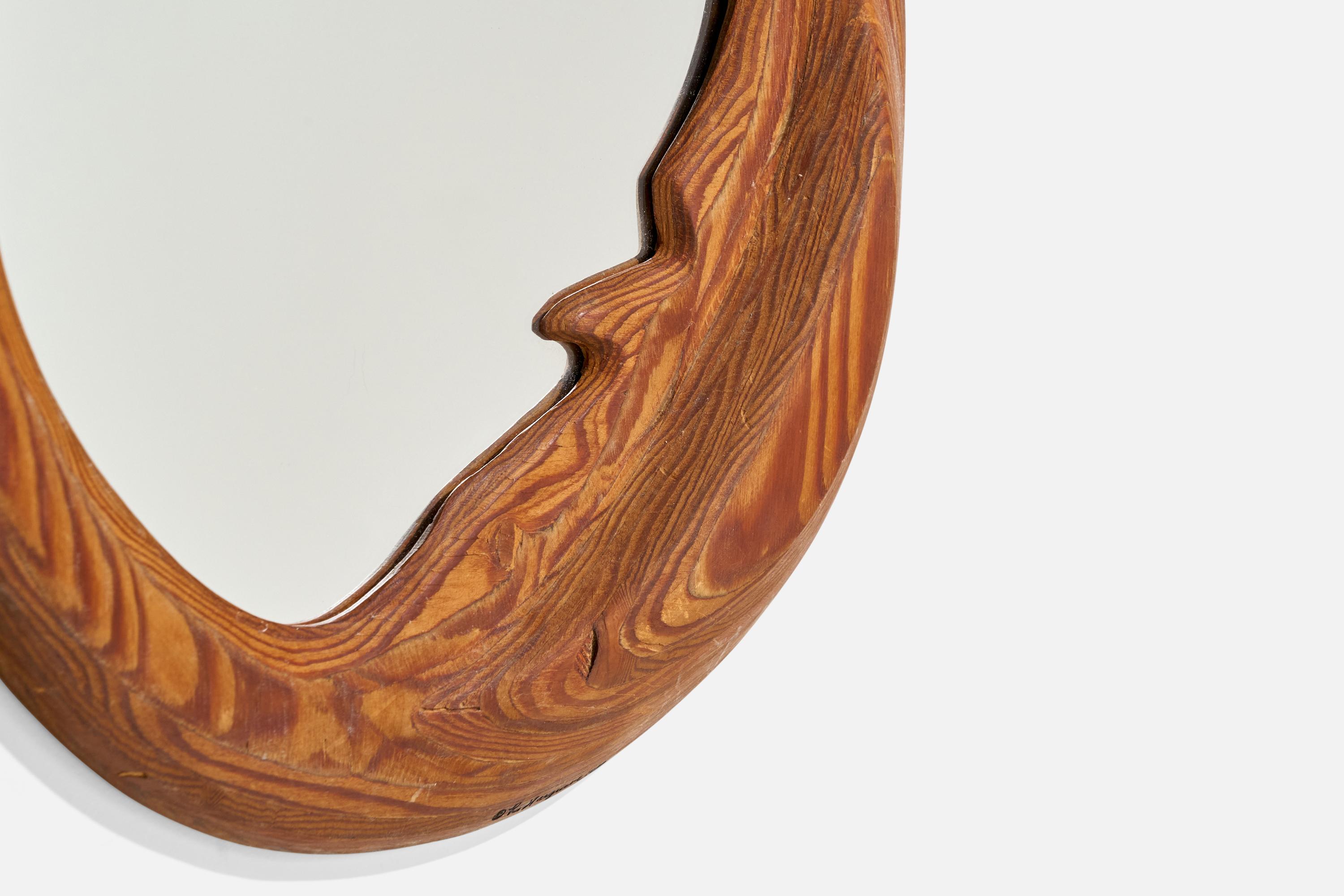 American Designer, Wall Mirror, Pine Wood, Mirror, United States, 1980 For Sale 2