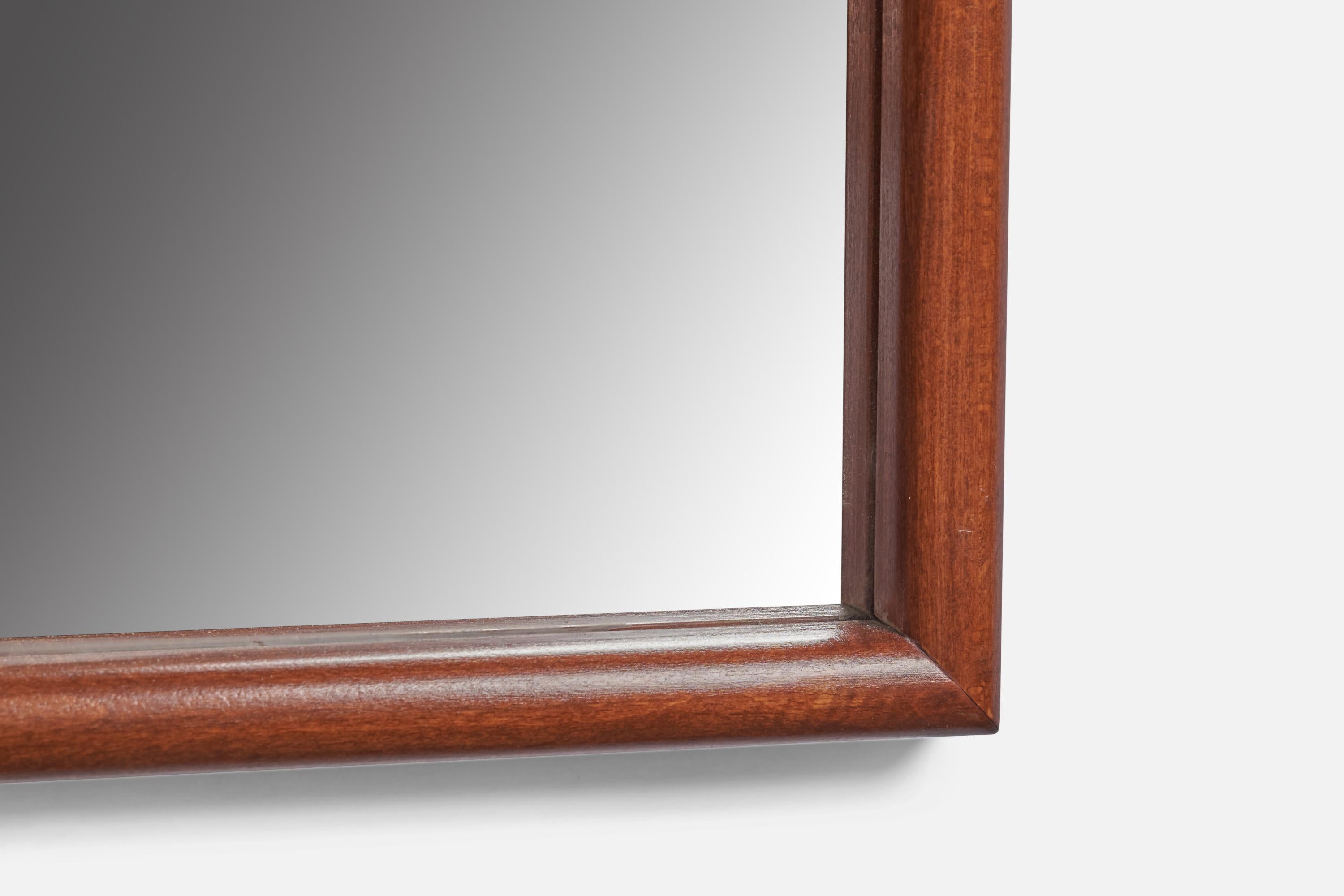 American Designer, Wall Mirror, Teak, USA, 1950s In Good Condition For Sale In High Point, NC