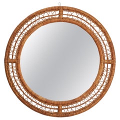 American Designer, Wall Mirror, Wicker, USA, 1960s