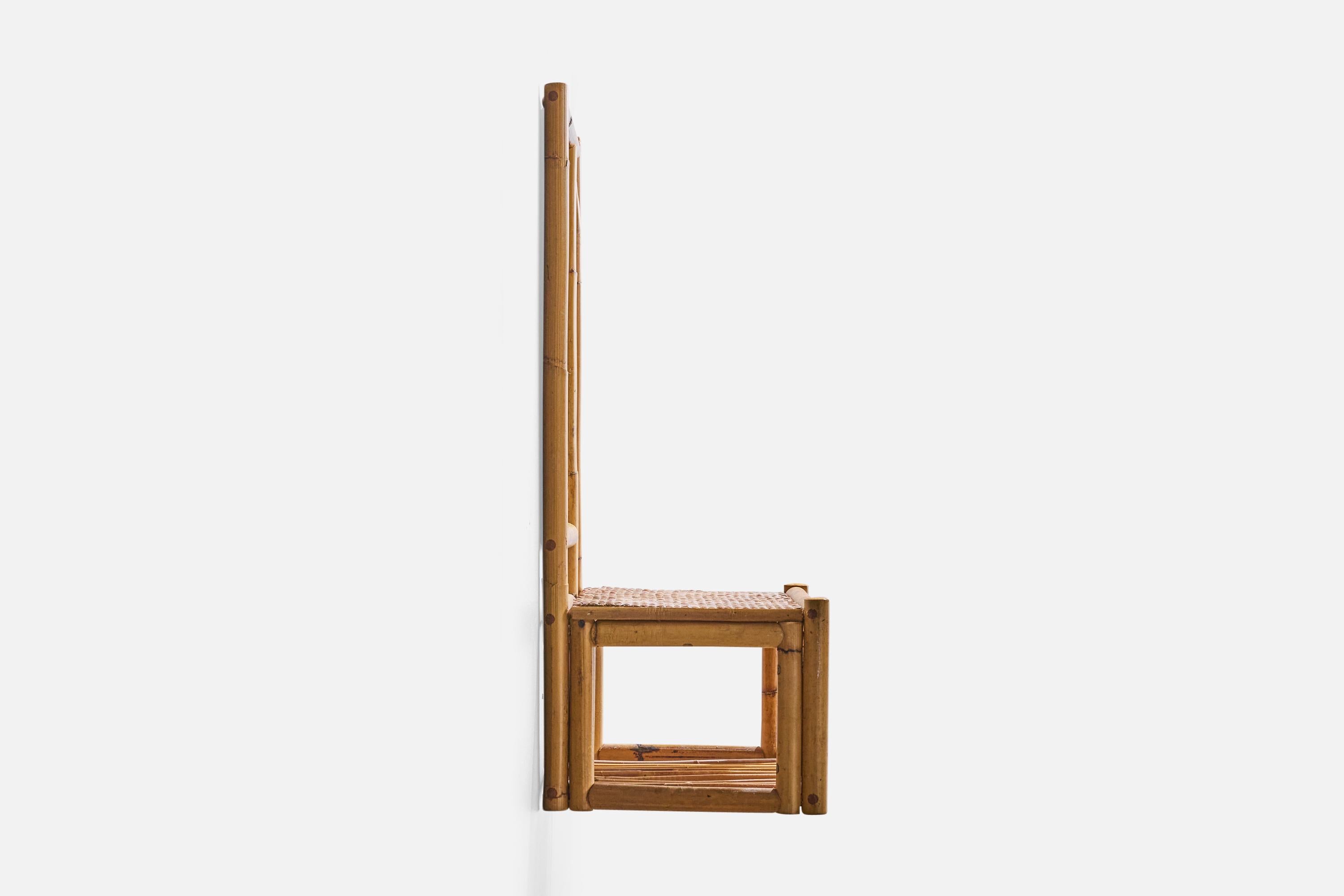 Mid-20th Century American Designer, Wall Mirror with Console, Bamboo, Rattan, USA, 1950s For Sale