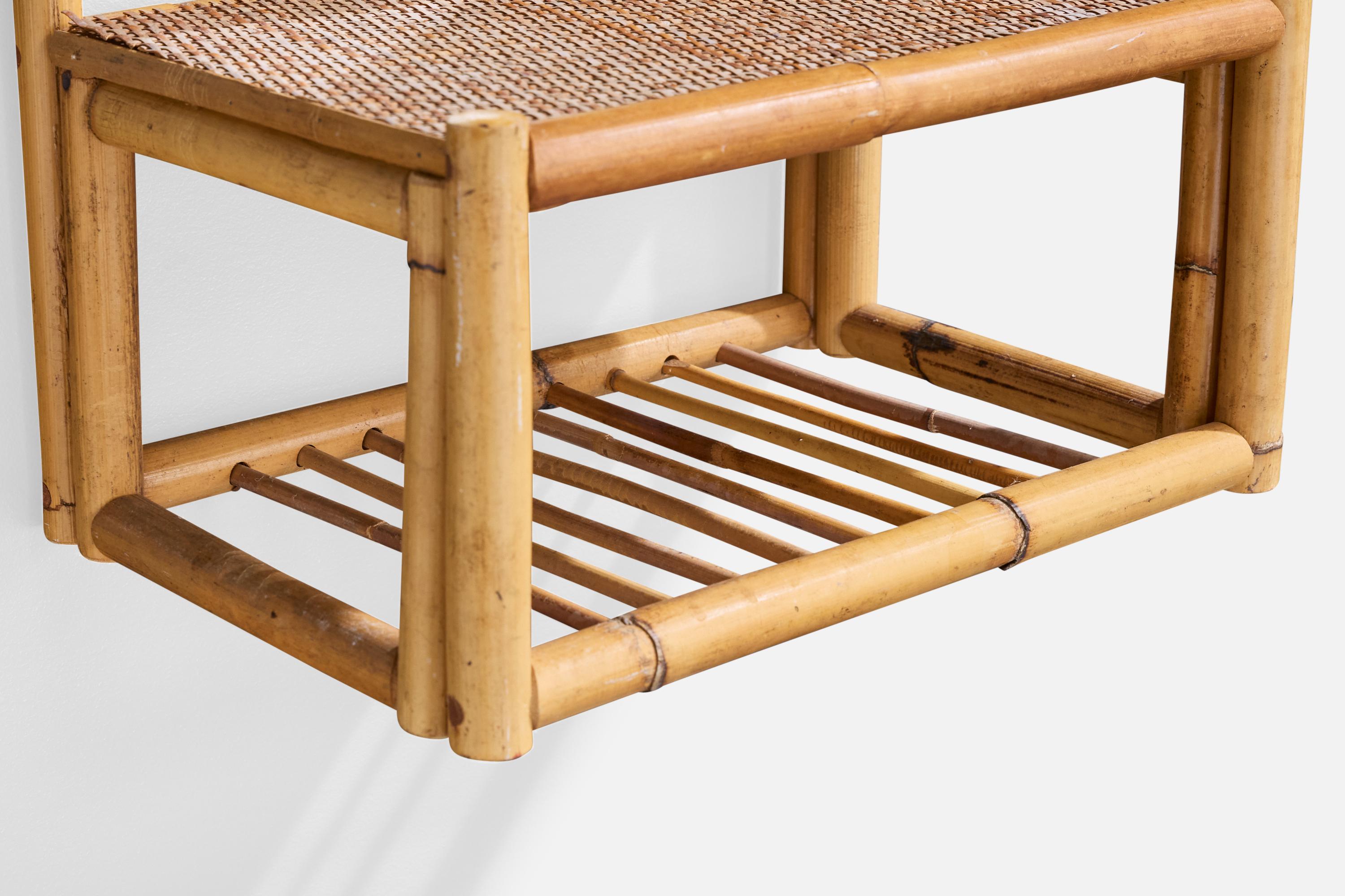 American Designer, Wall Mirror with Console, Bamboo, Rattan, USA, 1950s For Sale 4