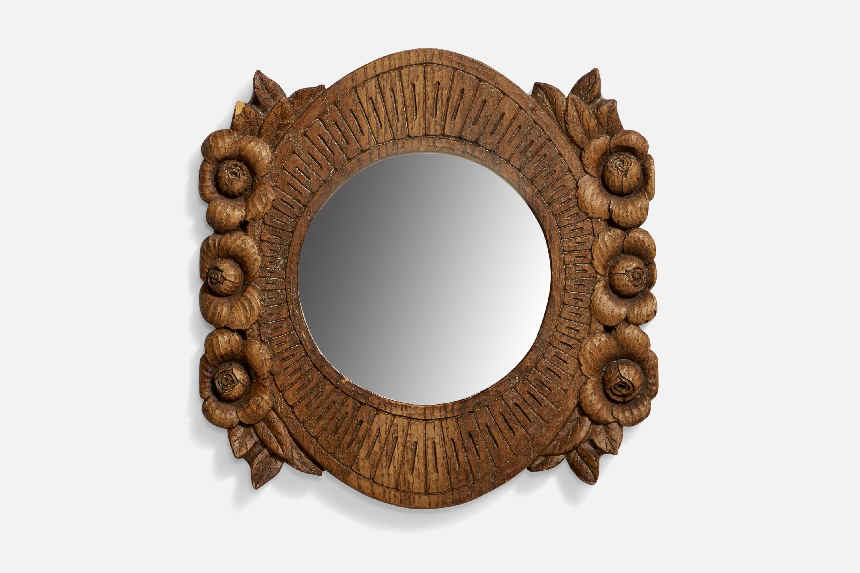 American Designer, Wall Mirror, Wood, USA, 1950s In Fair Condition For Sale In High Point, NC