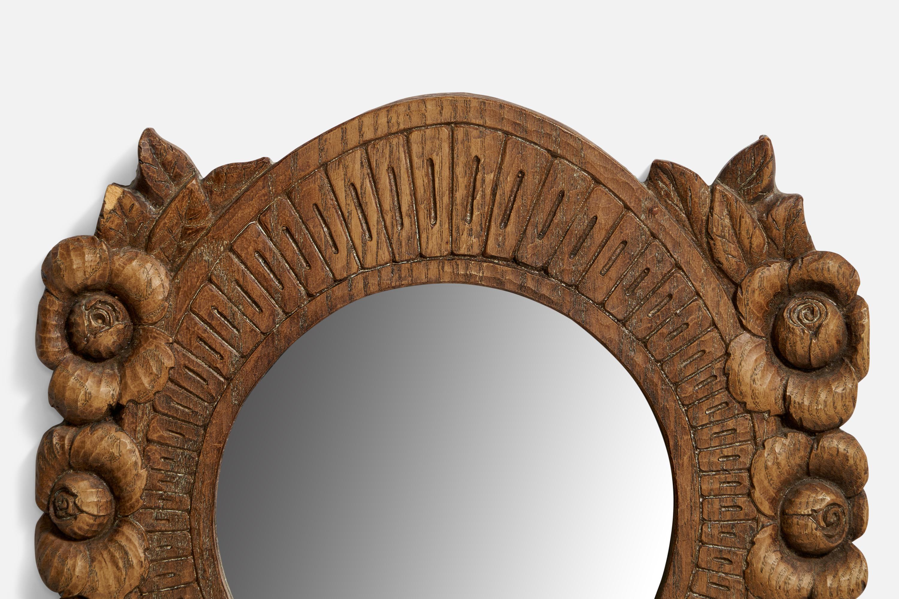 American Designer, Wall Mirror, Wood, USA, 1950s For Sale 1