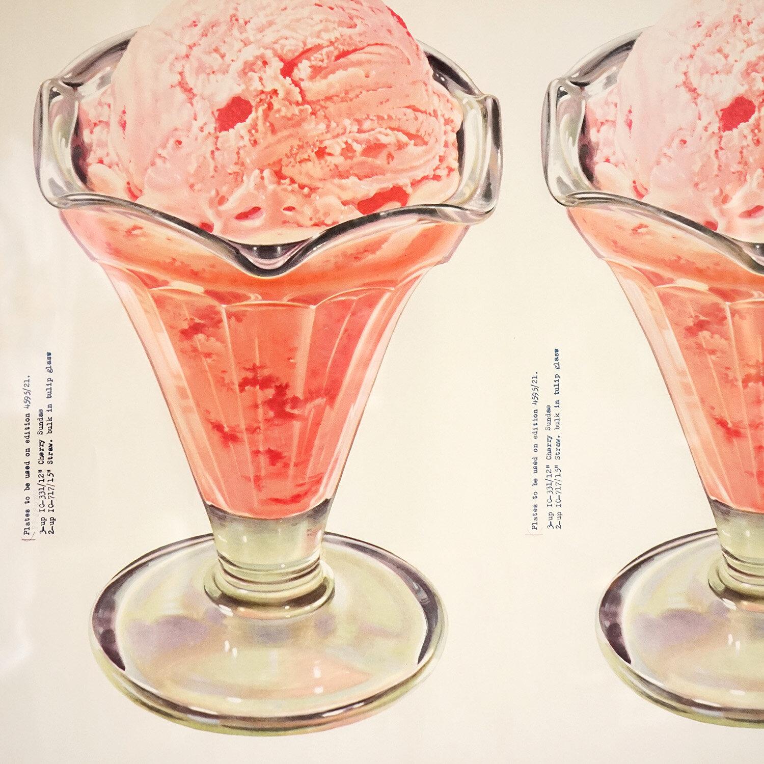 Vintage American Diner Advertising Designs 'Cherry Sundae', 1950s  Print  In Good Condition In Bristol, GB