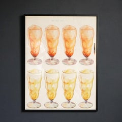 Vintage American Diner Advertising Designs, Malted Milkshakes, 1950s Print