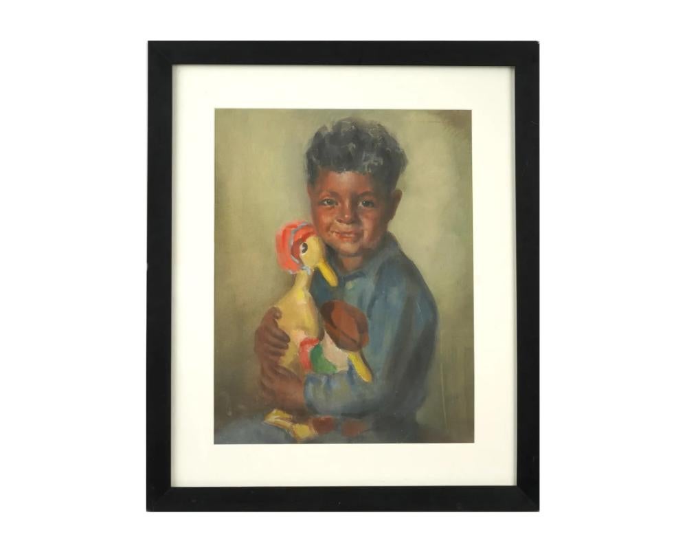 John Hubbard Rich, americano, dal 1876 al 1954, pastello bifacciale su carta, John Young che tiene in mano delle anatre giocattolo; Giovane donna che guarda lontano. Firmato in alto a destra. Incorniciato. Provenienza: Heritage Auctions, 21 marzo
