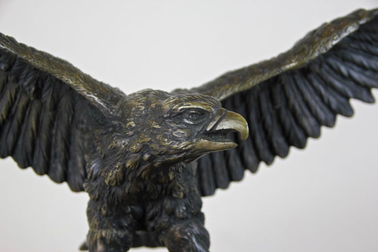 American Eagle Bronze Sculpture on Red Marble Base, Austria, circa 1900 at 1stDibs