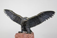 American Eagle Bronze Sculpture on Red Marble Base, Austria, circa 1900