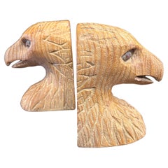 American Eagle Ceramic Bookends Faux Wood Finish