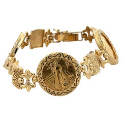 American Eagle Gold Coin Bracelet in 14k Yellow Gold, 3 x 1/10 Ounce