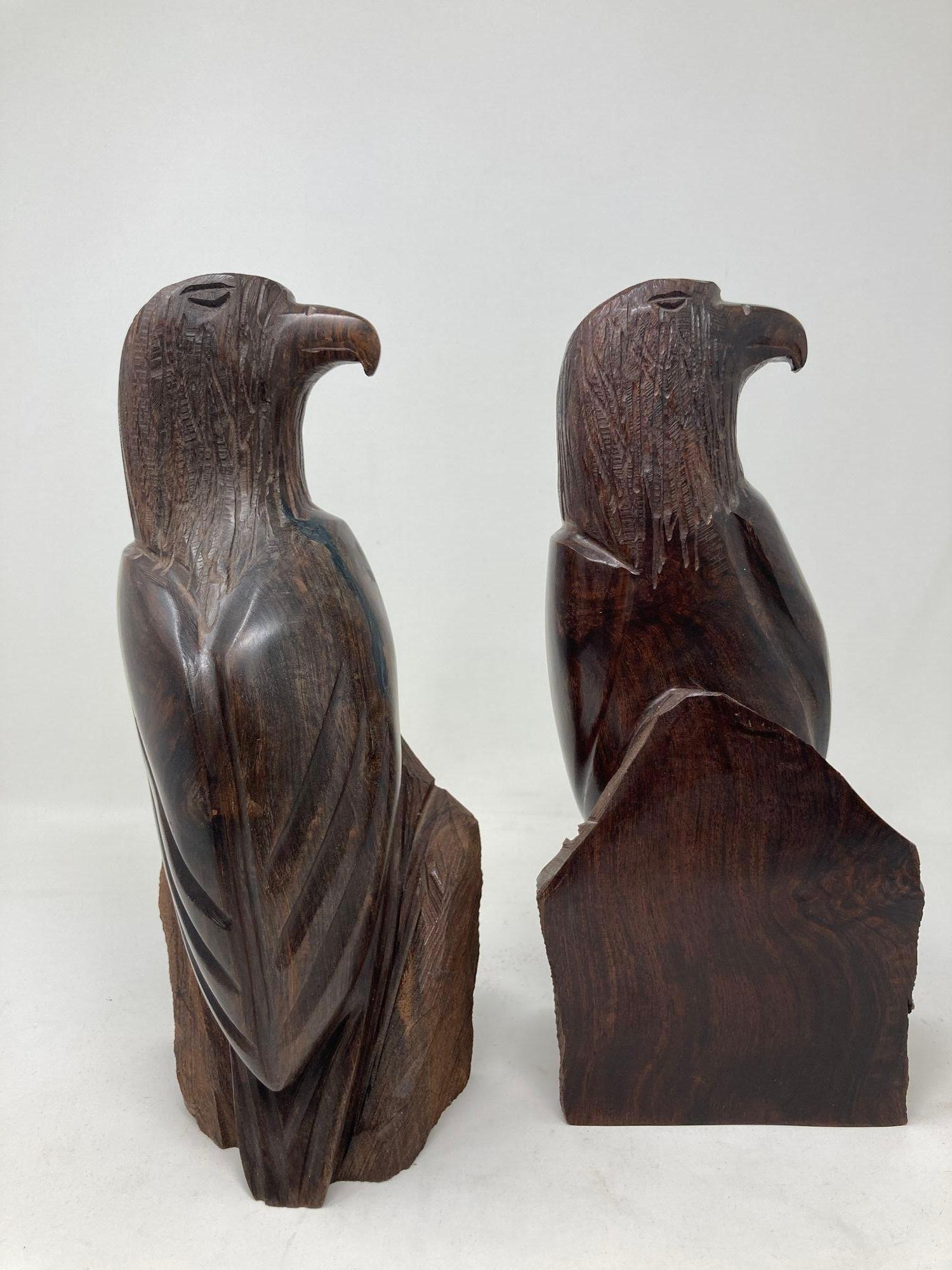 American Eagle Hand Carved Seri Ironwood Bookends 1960 For Sale 3