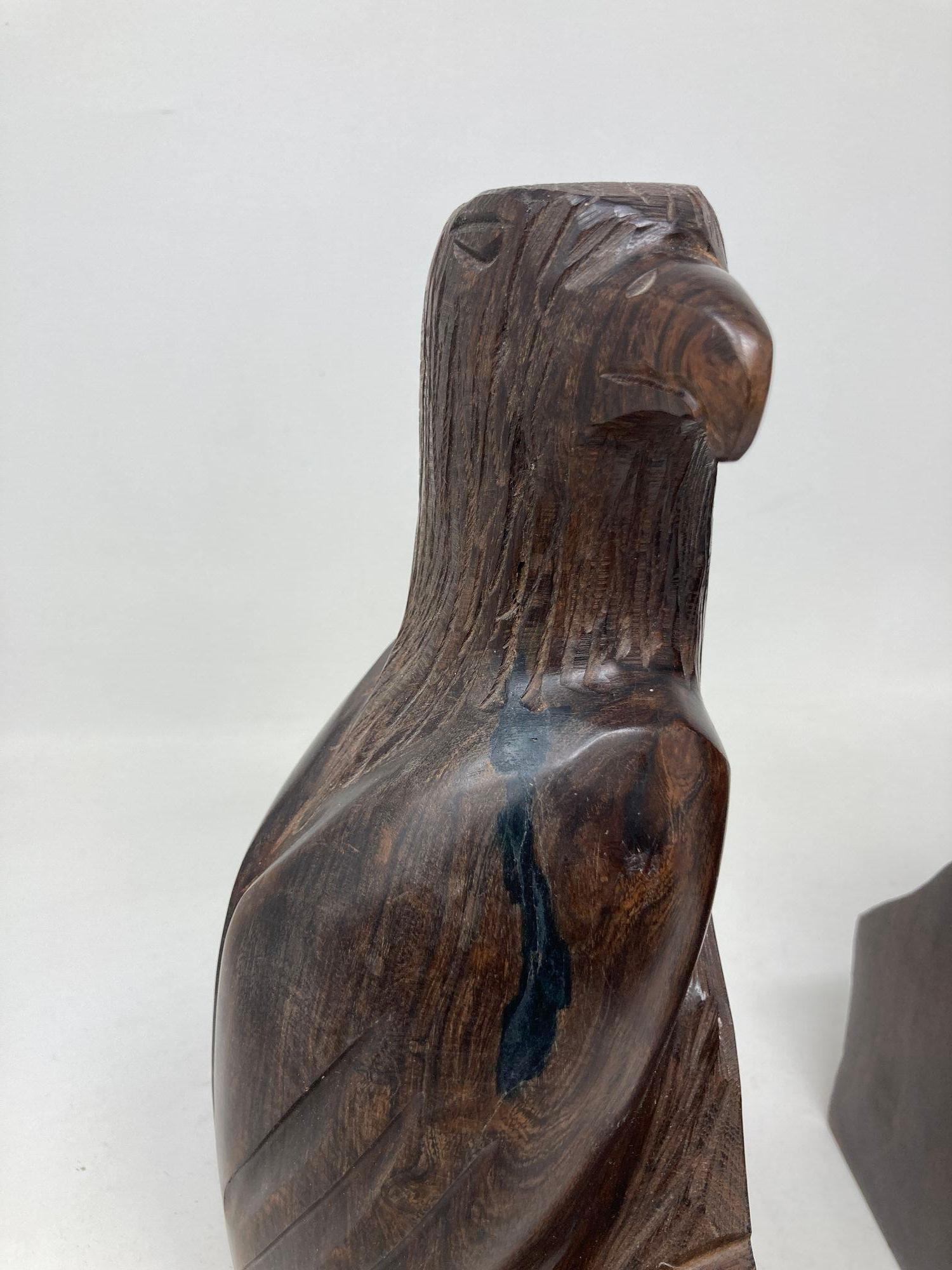 American Eagle Hand Carved Seri Ironwood Bookends 1960 For Sale 4
