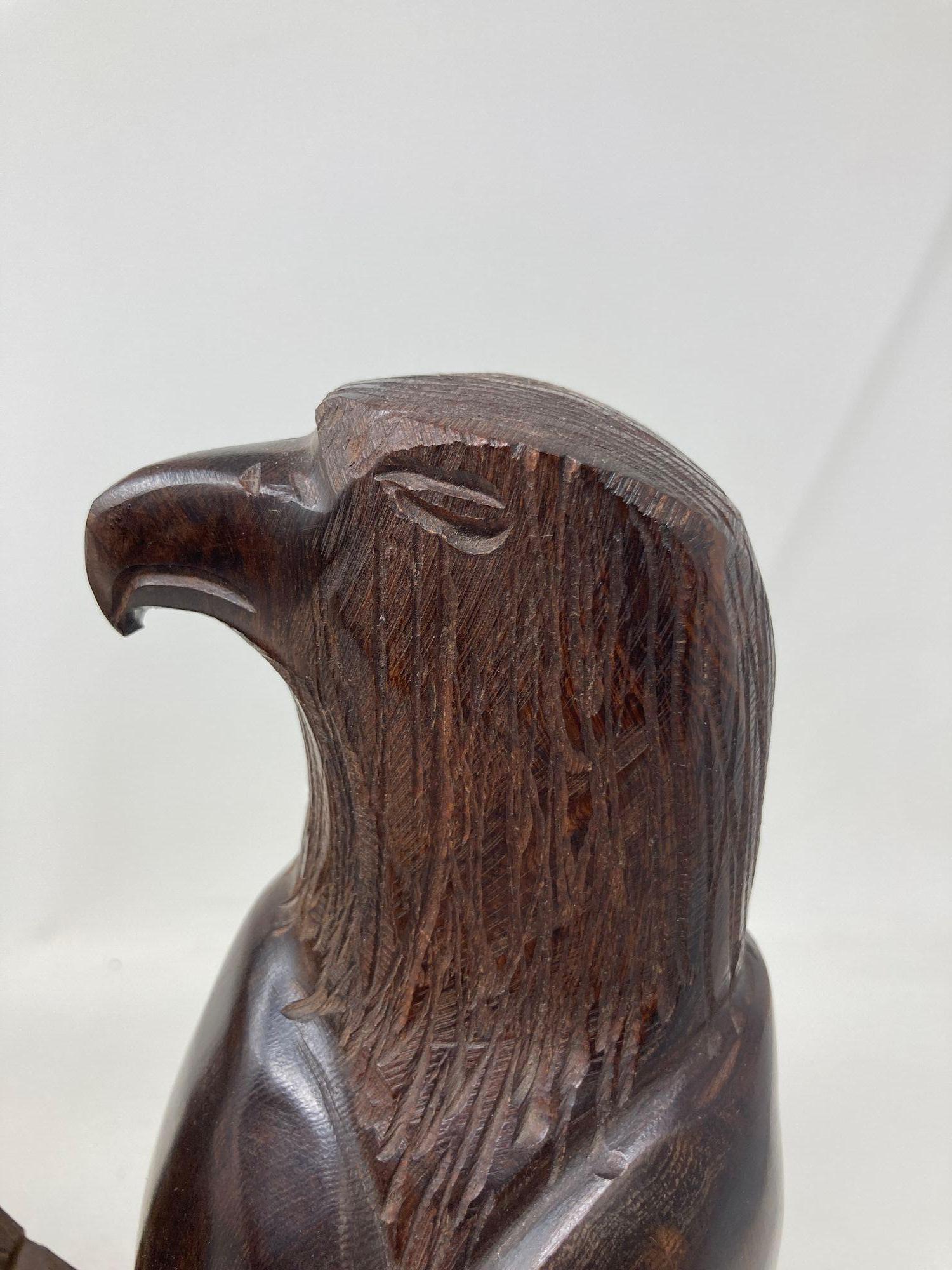 American Eagle Hand Carved Seri Ironwood Bookends 1960 For Sale 5