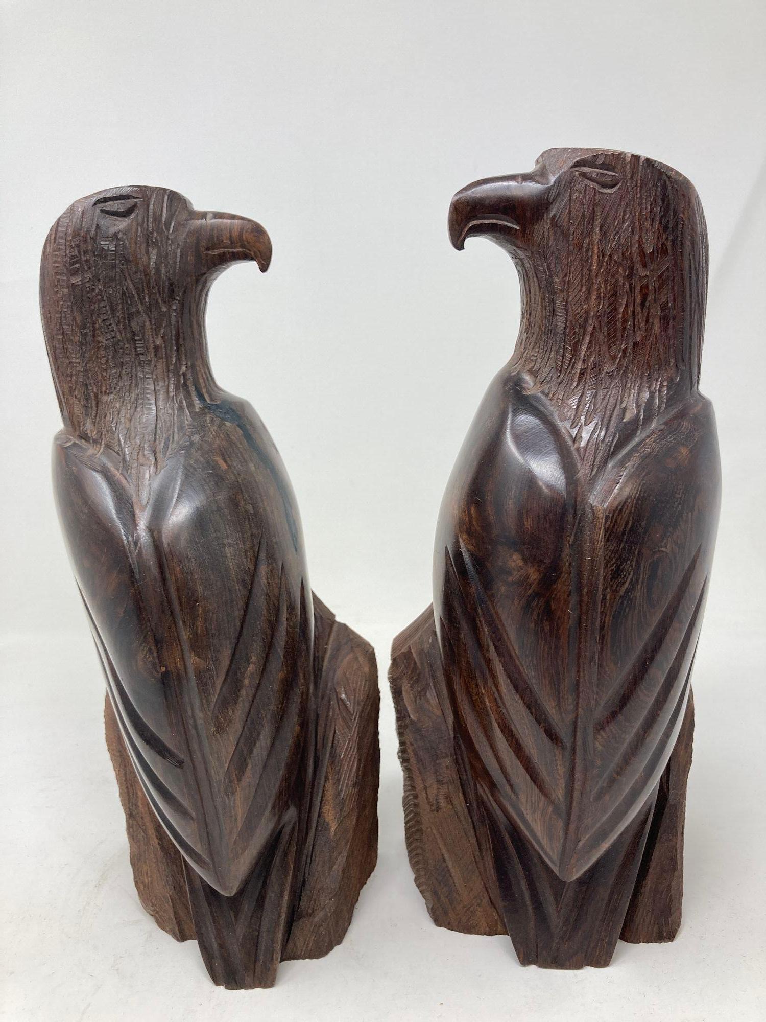 American Eagle Hand Carved Seri Ironwood Bookends 1960 For Sale 6