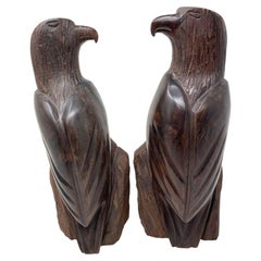 American Eagle Hand Carved Seri Ironwood Bookends 1960
