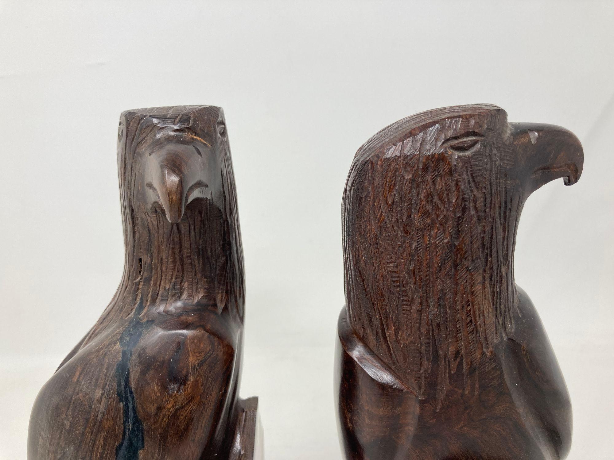 American Eagle Hand Carved Seri Ironwood Bookends 1960 In Good Condition For Sale In North Hollywood, CA