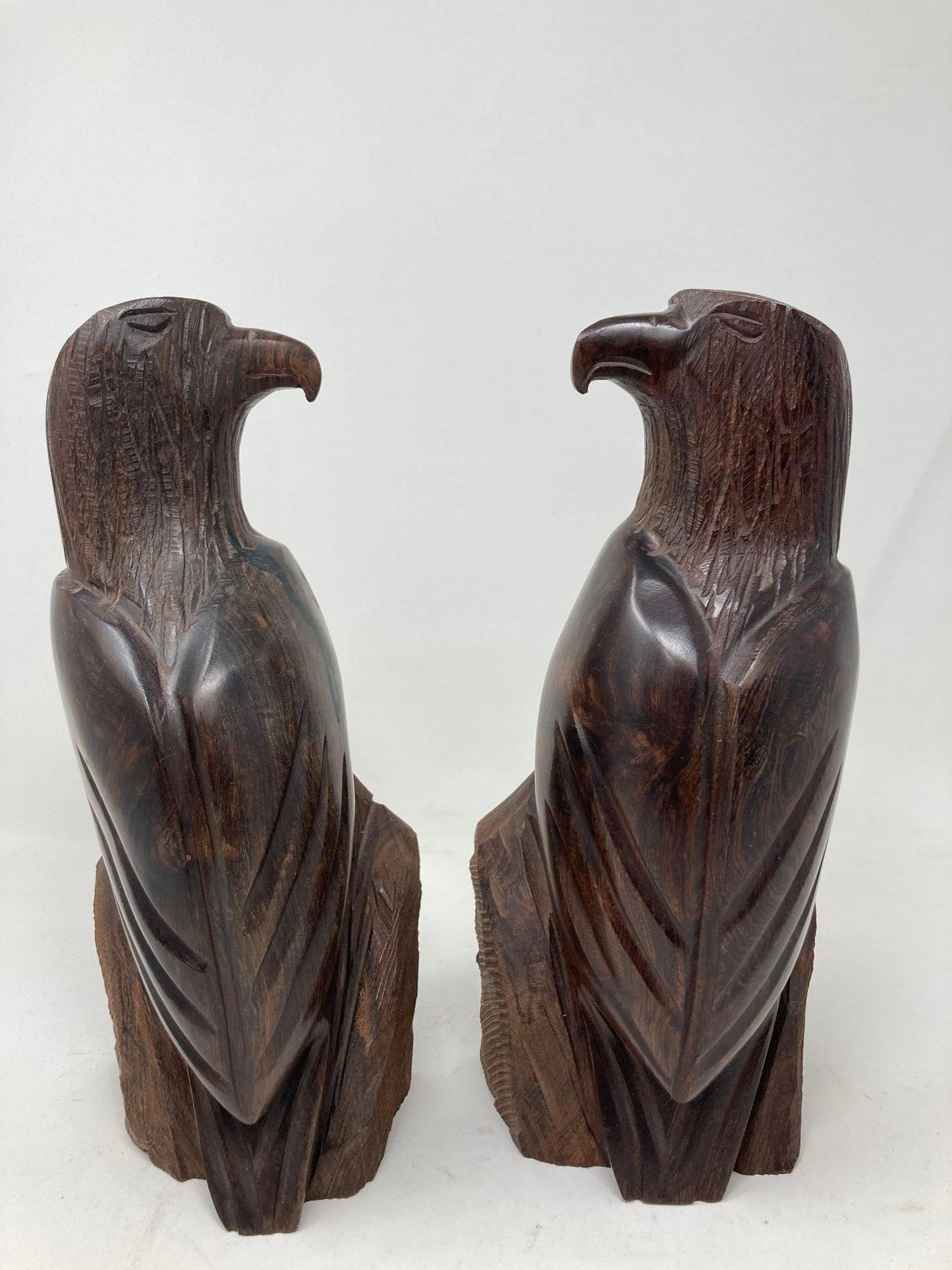 20th Century American Eagle Hand Carved Seri Ironwood Bookends 1960 For Sale