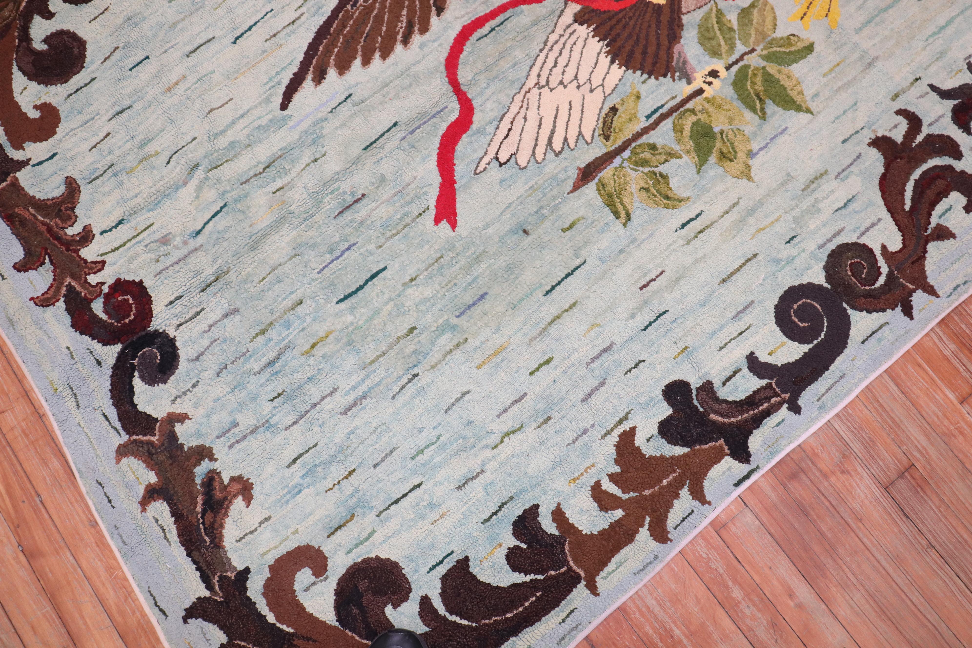 Country American Eagle Hooked Rug