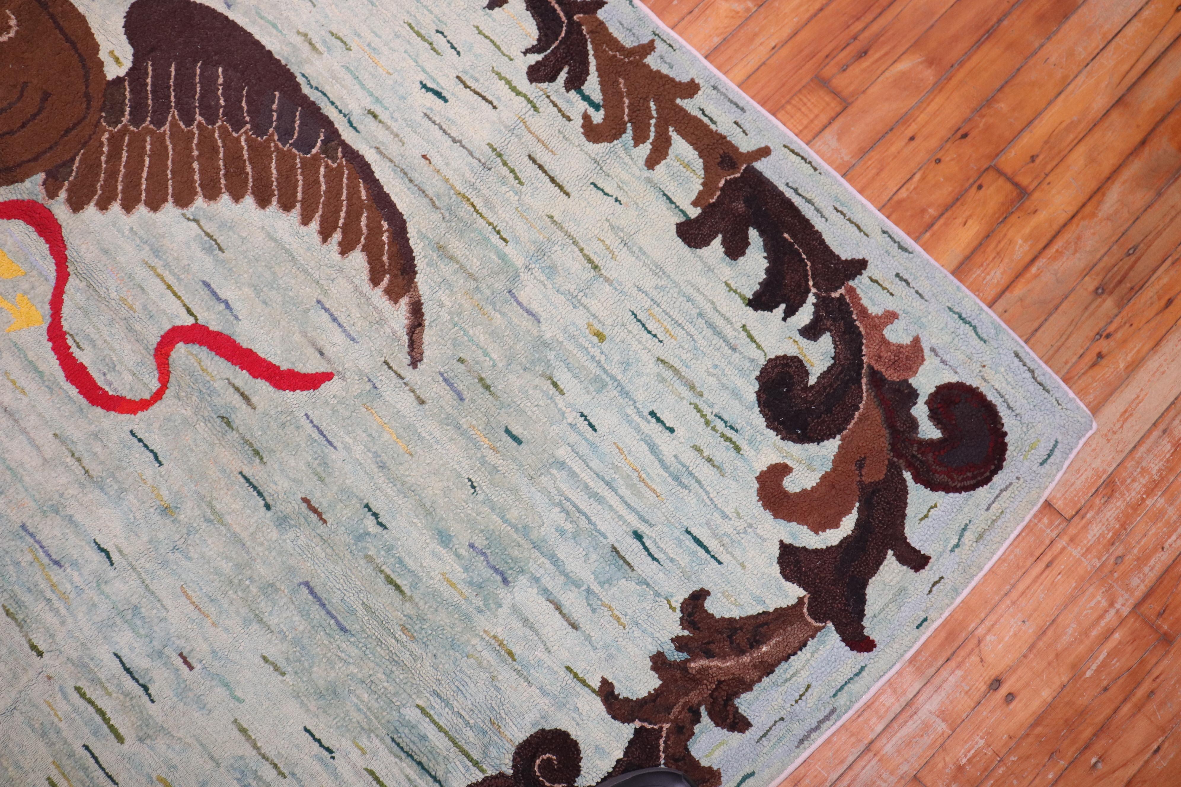American Eagle Hooked Rug In Good Condition In New York, NY