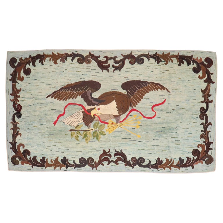 American Eagle Hooked Rug at 1stDibs