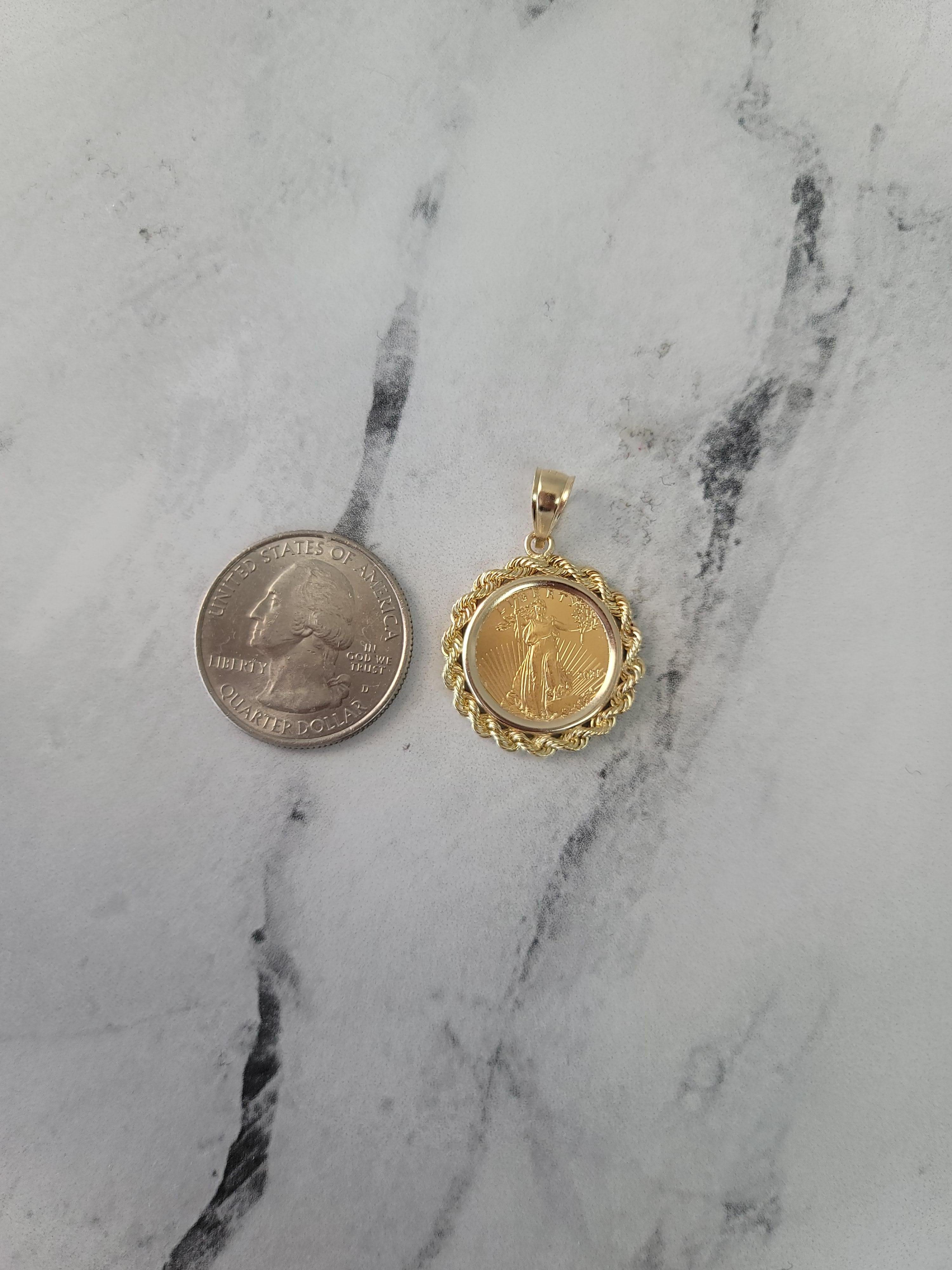 ♥ Informazioni sulle monete ♥

Metallo della moneta: Oro fino 22 carati
Contenuto del metallo: Oro fino 1/10OZ
Denominazione: 5 dollari
Dritto: Lady Liberty che tiene un ramo e una torcia
Rovescio: Aquila calva
Anno: Variabile

♥ Informazioni sulla