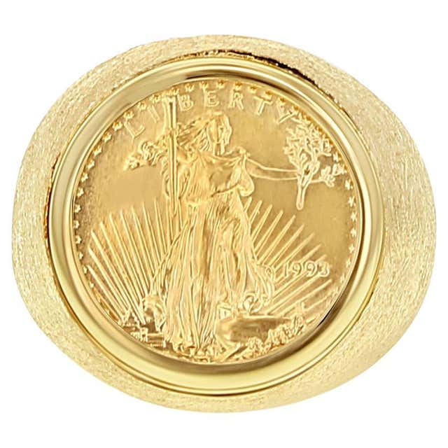1/10OZ Lady Liberty Diamond Coin Ring with Nugget Band For Sale at ...