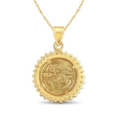 American Eagle Lady Liberty Medallion with Diamond Halo Pendant