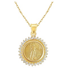 American Eagle Lady Liberty Medallion with Diamond Halo Pendant