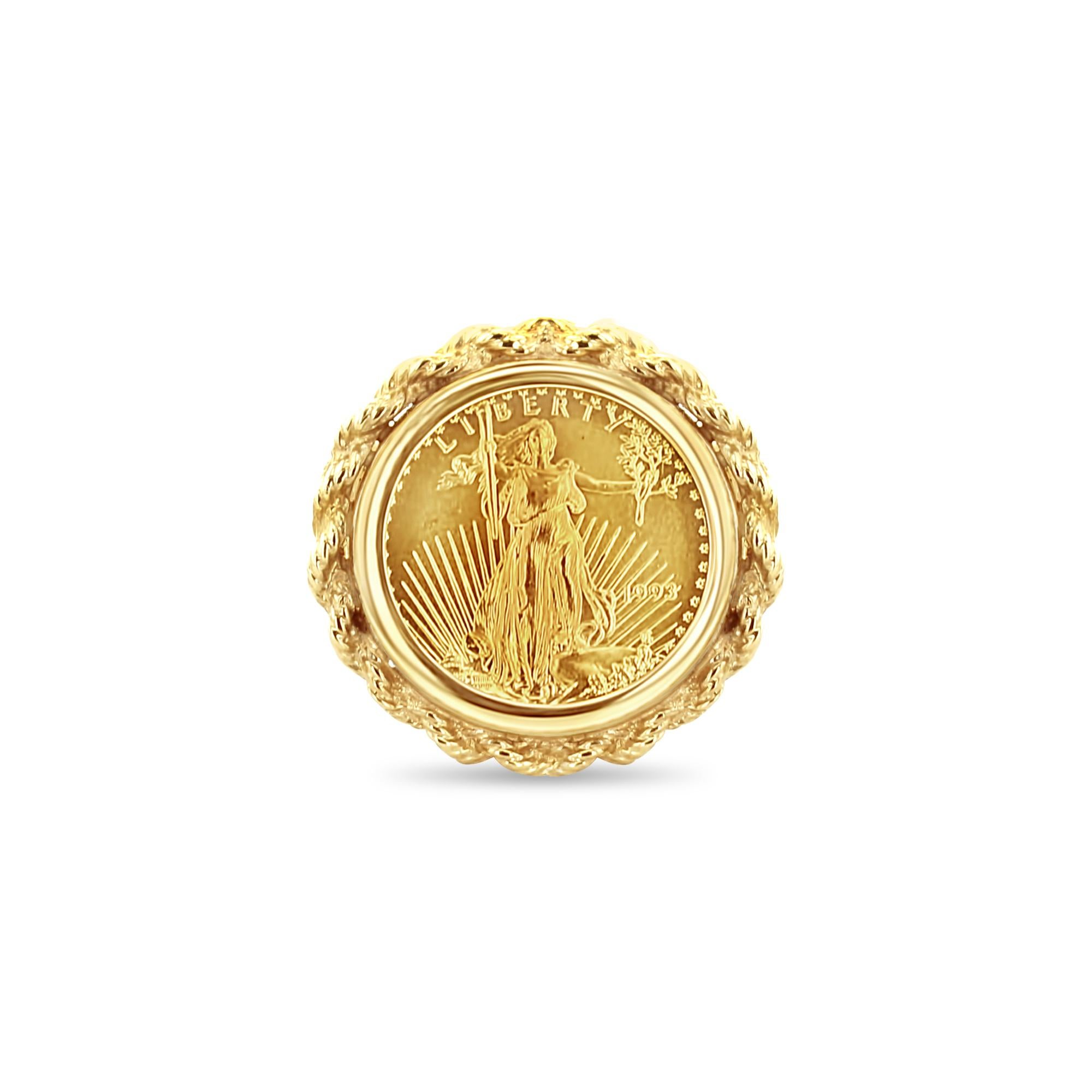 Anillo con marco de monedas de cuerda American Eagle Lady Liberty en Nuevo estado para la venta en Sugar Land, TX
