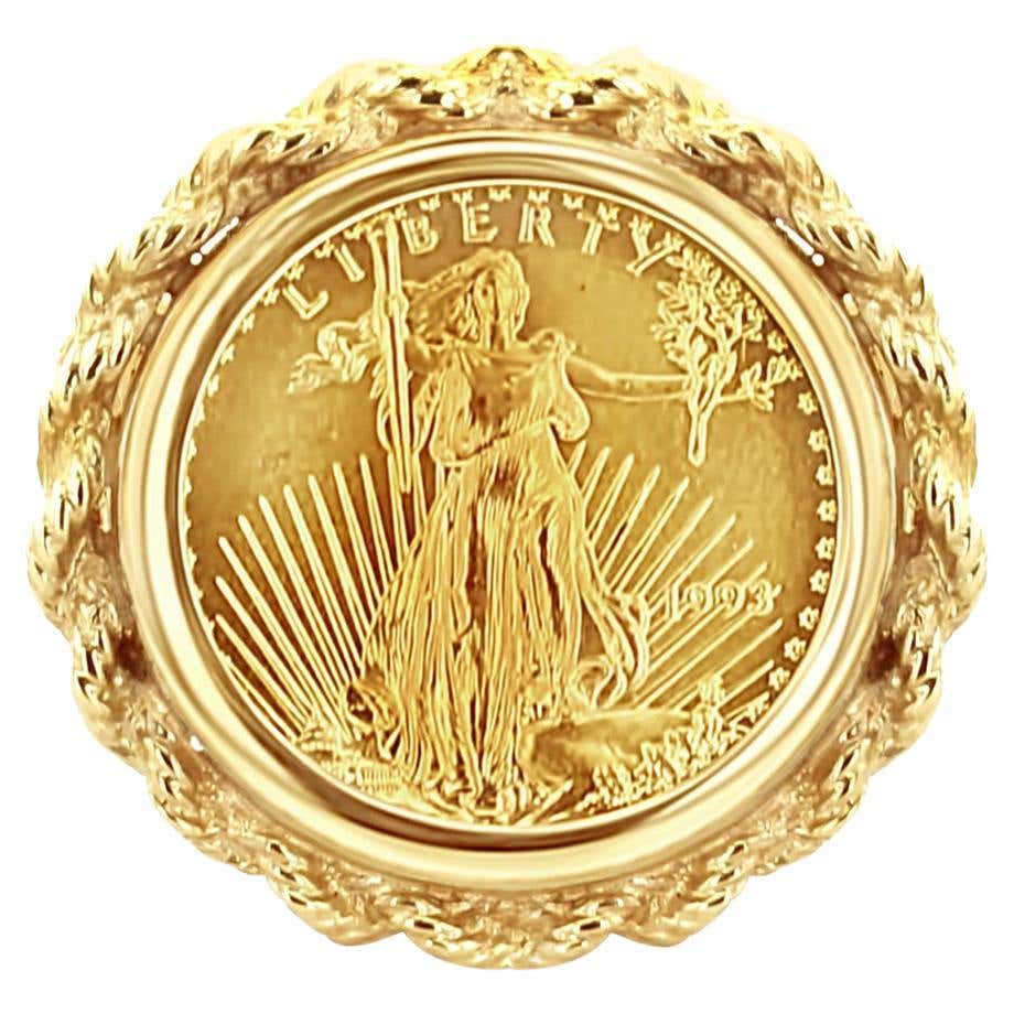 American Eagle Lady Liberty Coin Ring With 14k Yellow Gold Rope Band american-eagle-lady-liberty-coin-ring-with-14k-yellow-gold-rope-band