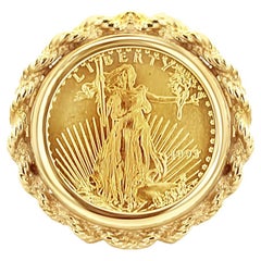 American Eagle Lady Liberty Rope Coin Frame Ring