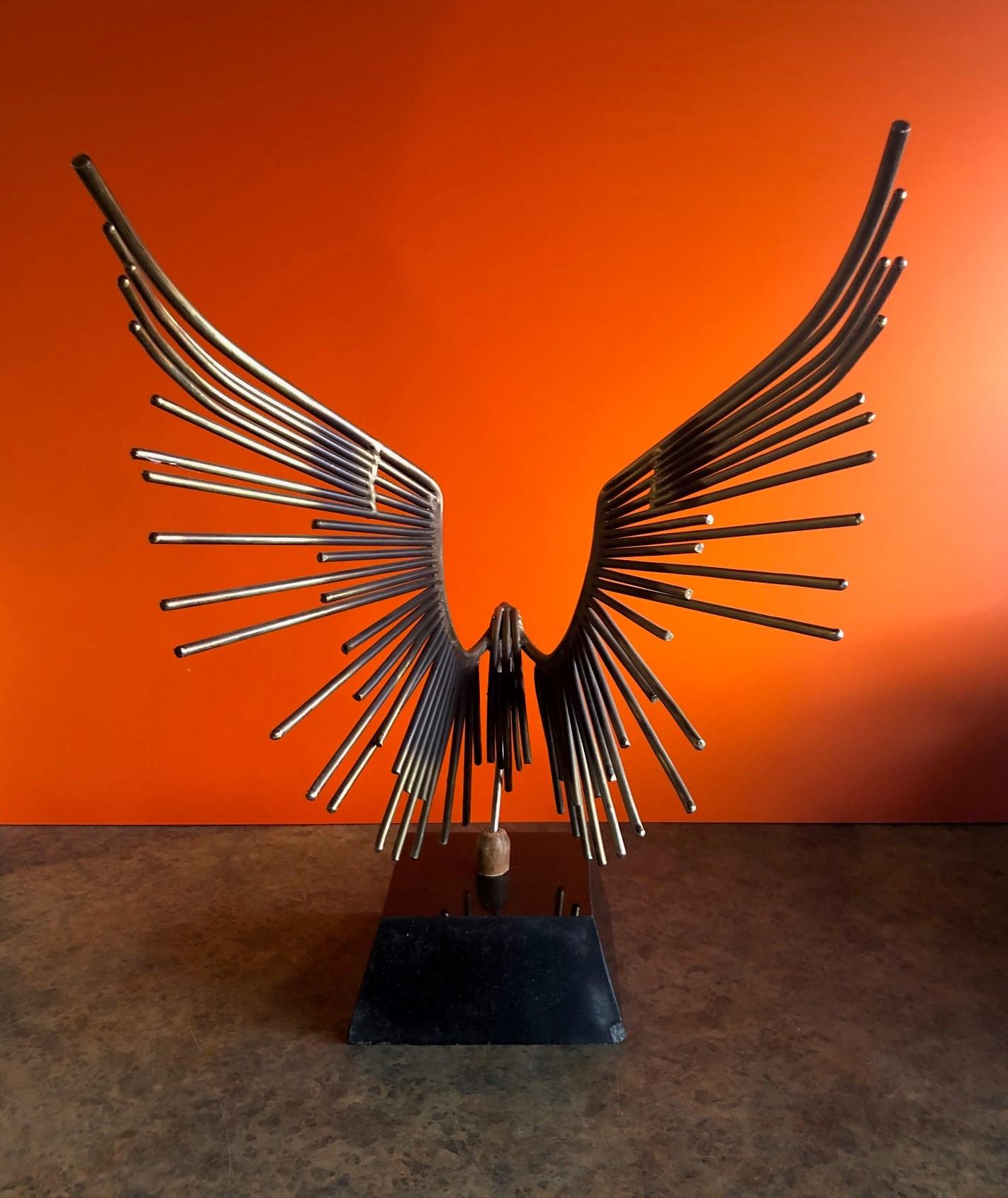 20th Century American Eagle Landing Sculpture on Marble Base by C. Jere