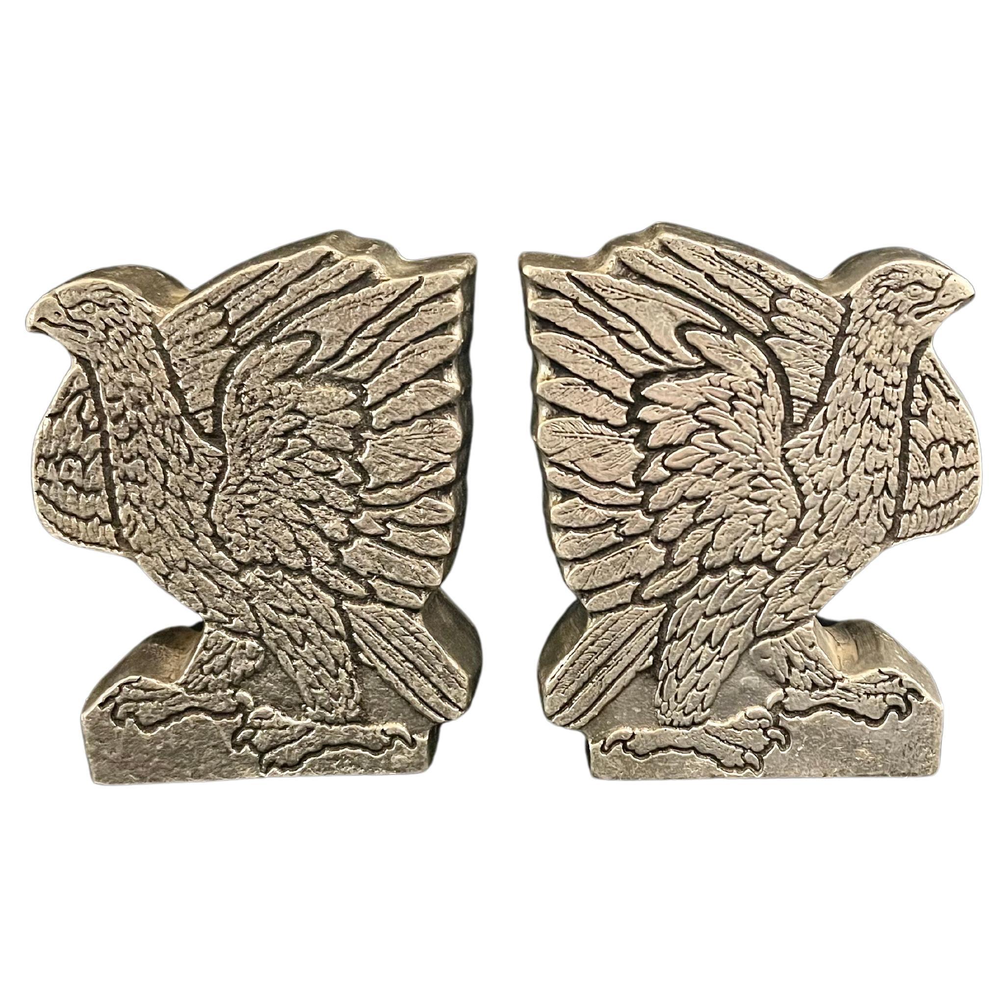 Beautiful solid cast pewter American Eagle cast bookends circa 1970's Wilton Columbia Pa.