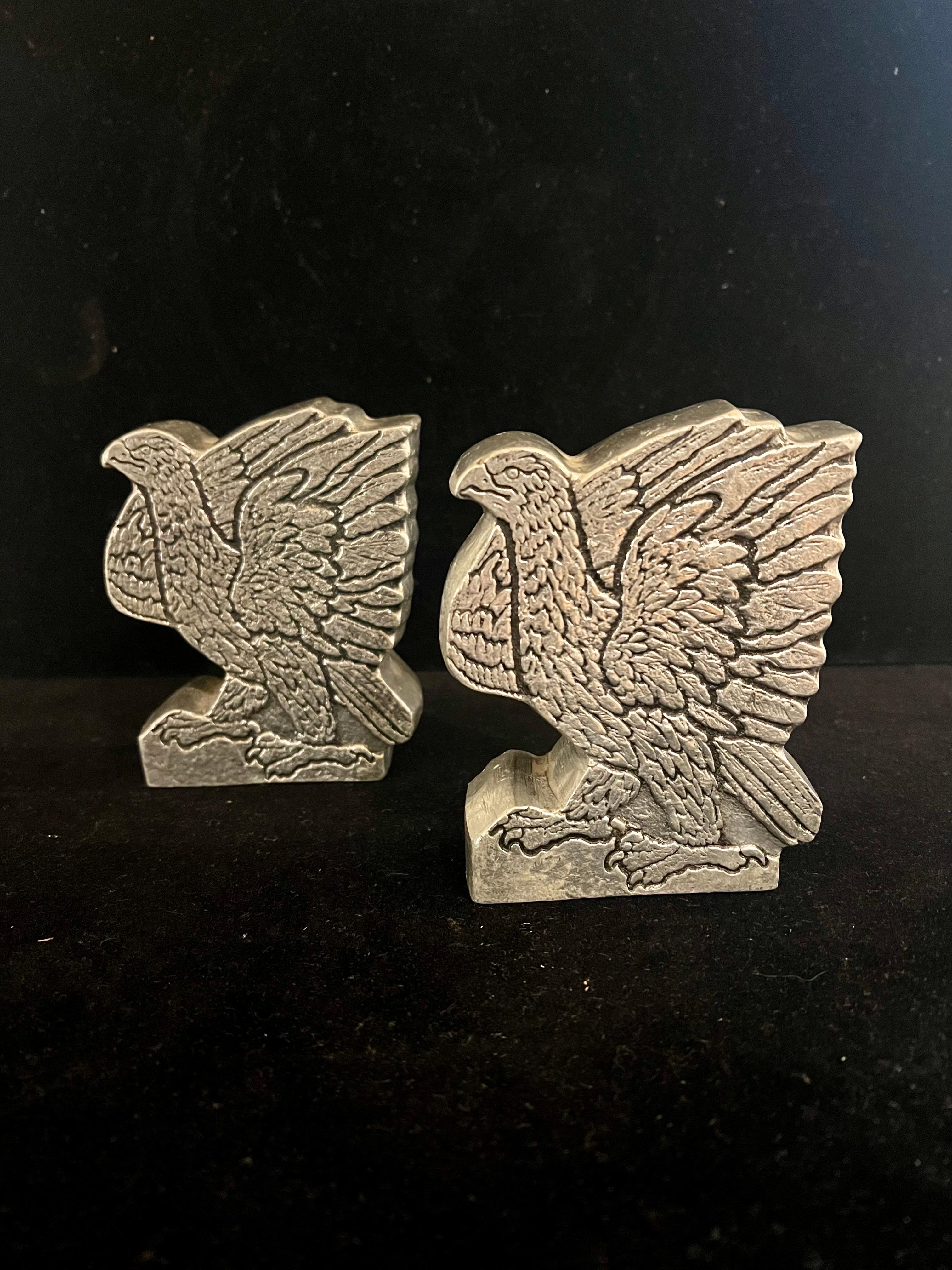 American Eagle Pair of solid Pewter bookends By Wilton Columbia  For Sale 1