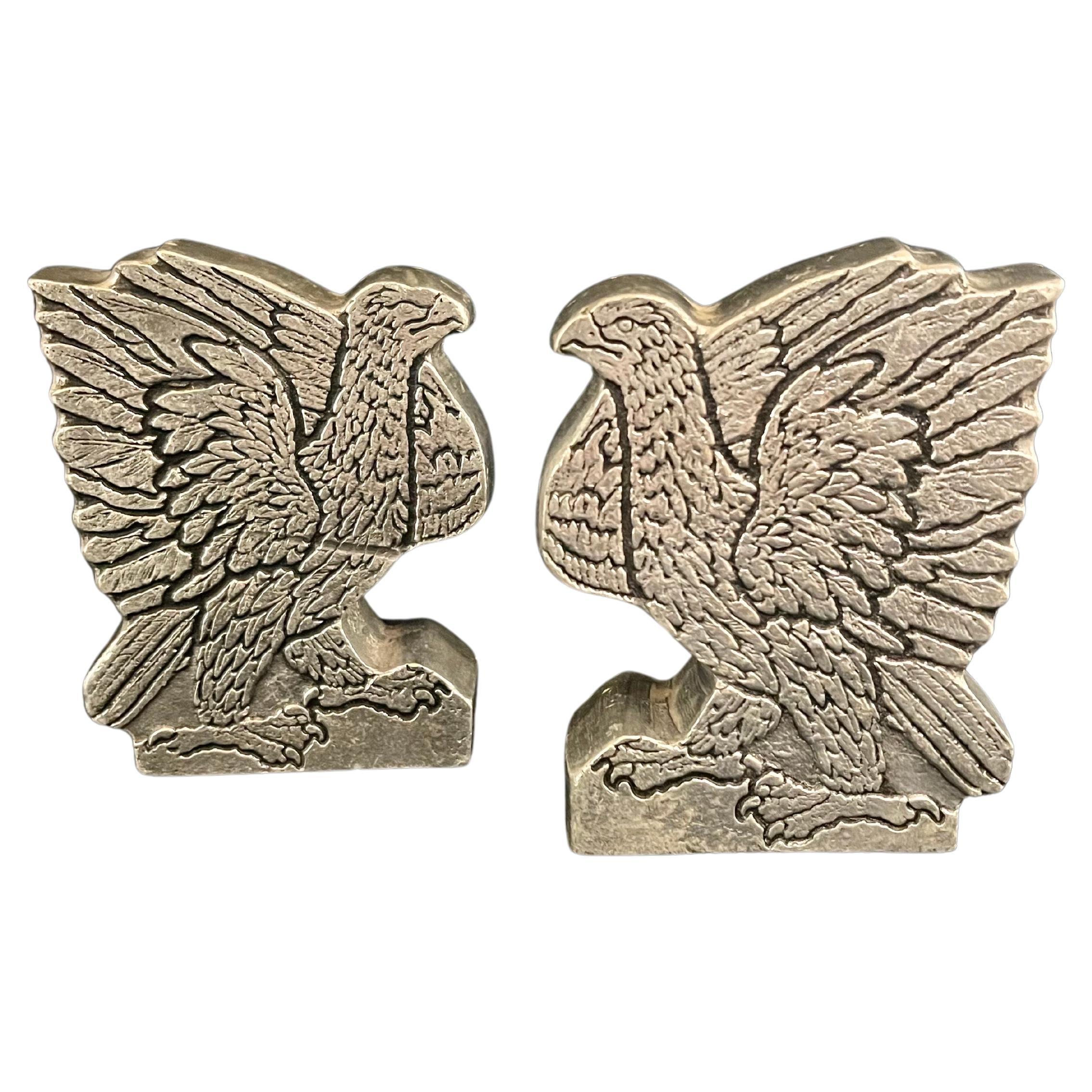 American Eagle Pair of solid Pewter bookends By Wilton Columbia  For Sale