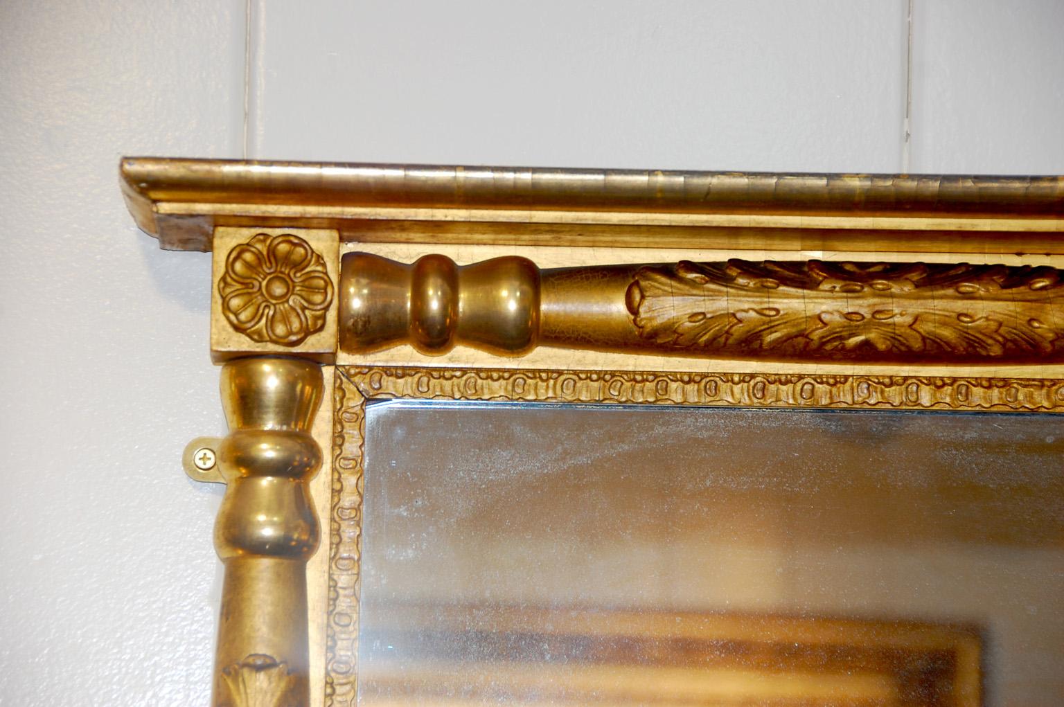 American Early 19th Century Federal Gold Leaf Over Mantel Mirror 2