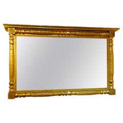 American Early 19th Century Federal Gold Leaf Over Mantel Mirror