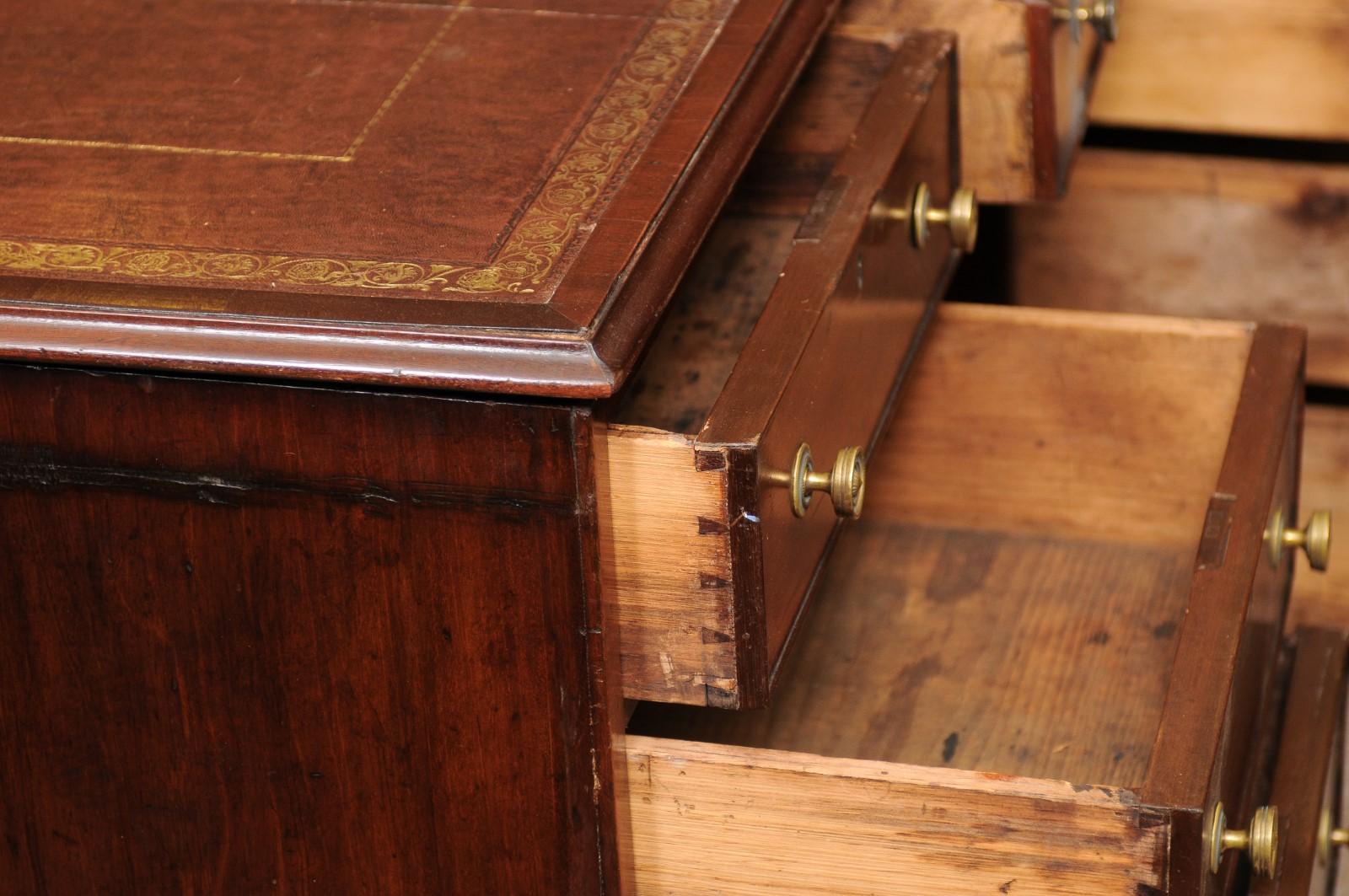 American Early 19th Century Mahogany Partner's Pedestal Desk 5