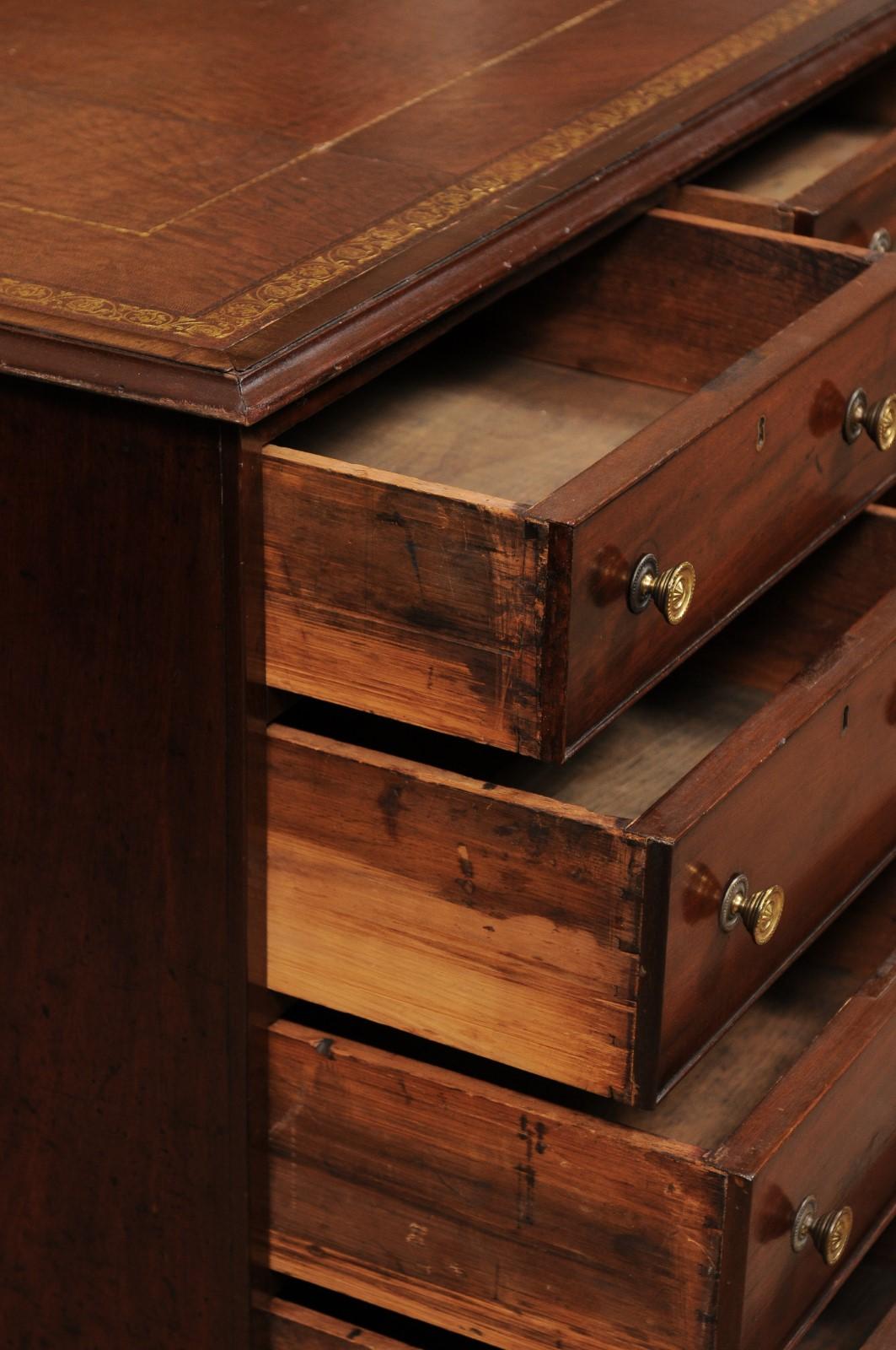 American Early 19th Century Mahogany Partner's Pedestal Desk 1