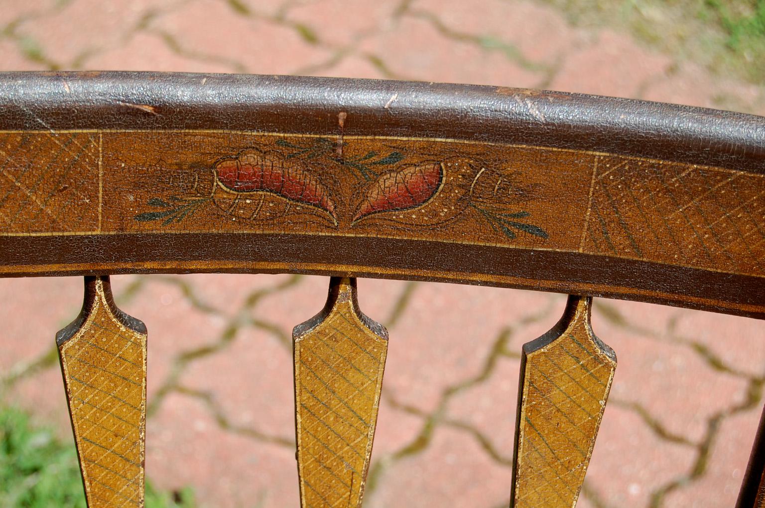 American Early 19th Century Pair of Fancy Sheraton Chairs Original Decoration For Sale 2