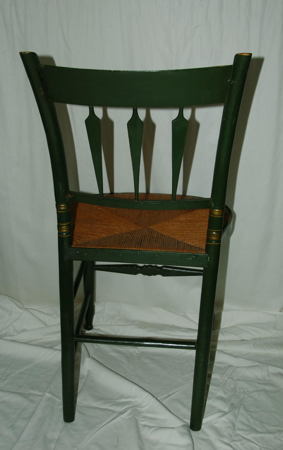American Early 19th Century Sheraton Pair of Painted Arrowback Side Chairs 2