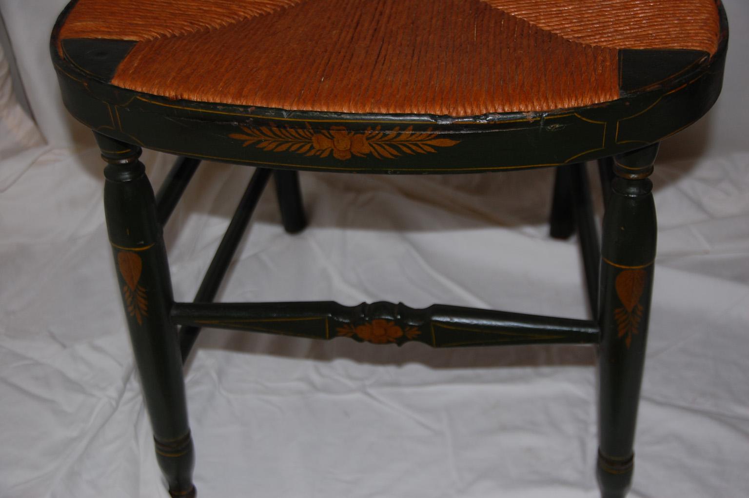 American Early 19th Century Sheraton Pair of Painted Arrowback Side Chairs 3