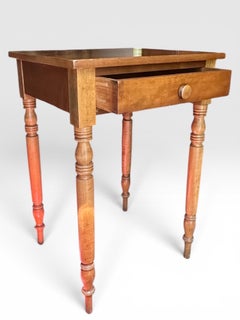 American Early 19th Century Sheraton Style Cherry Single Drawer Side Table.