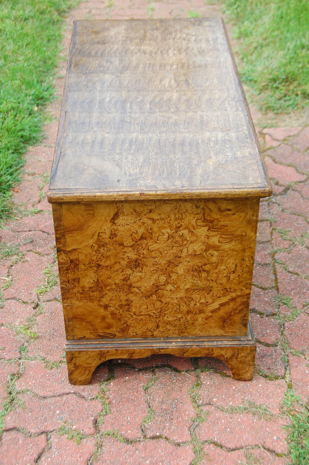 American Colonial American Early 19th Century Sponge Painted Trunk with Bracket Base