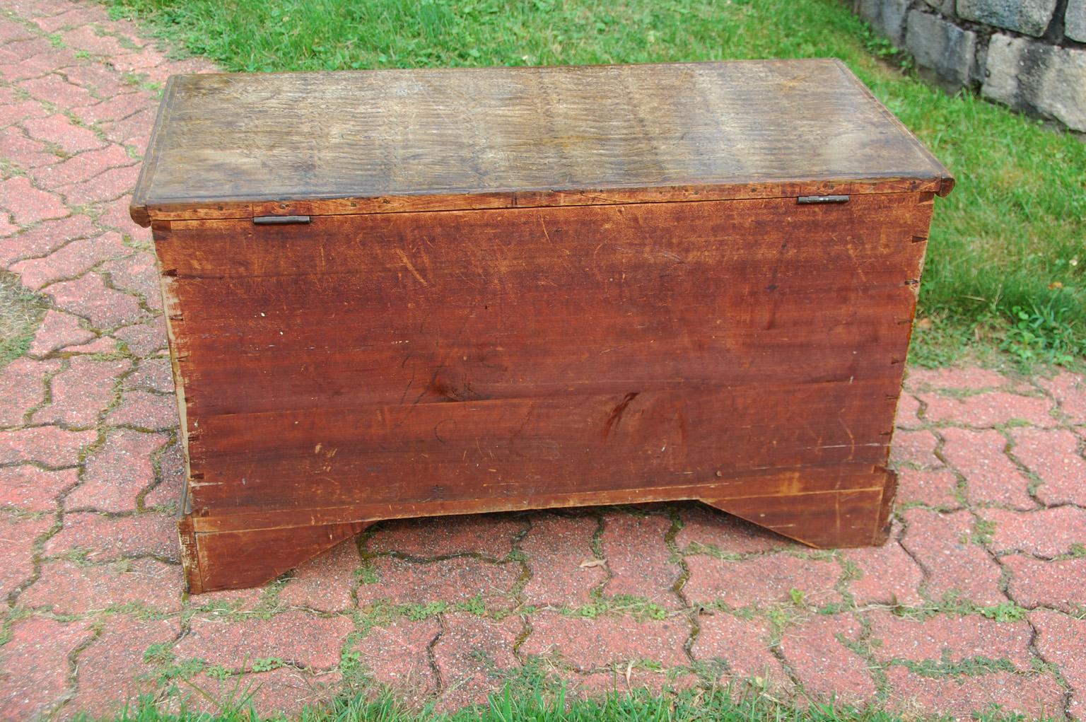 American Early 19th Century Sponge Painted Trunk with Bracket Base 2