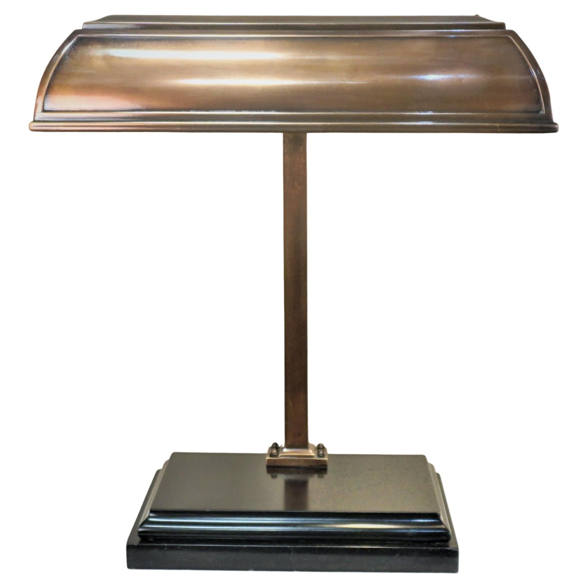 American Early 20th Century I. P. Frink, Large Bronze Reflector Desk Lamp For Sale